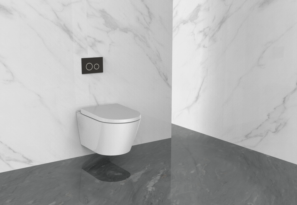 CareBidets JHC4000 väggmonterat duschtoalett på badrum