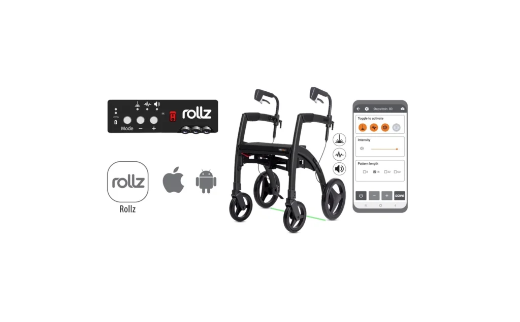 Rollator Rollz Rhythm rollator tre signaler, Rollz-app för iOS och Android, Rollz Rhythm modul 2