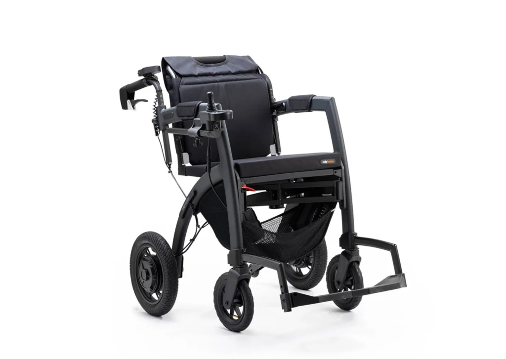 Rollatorn Rollz Motion Electric som rullstol.