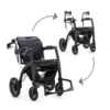 Rollatorn Rollz Motion Electric visas som både rollator och som rullstol i kombination.