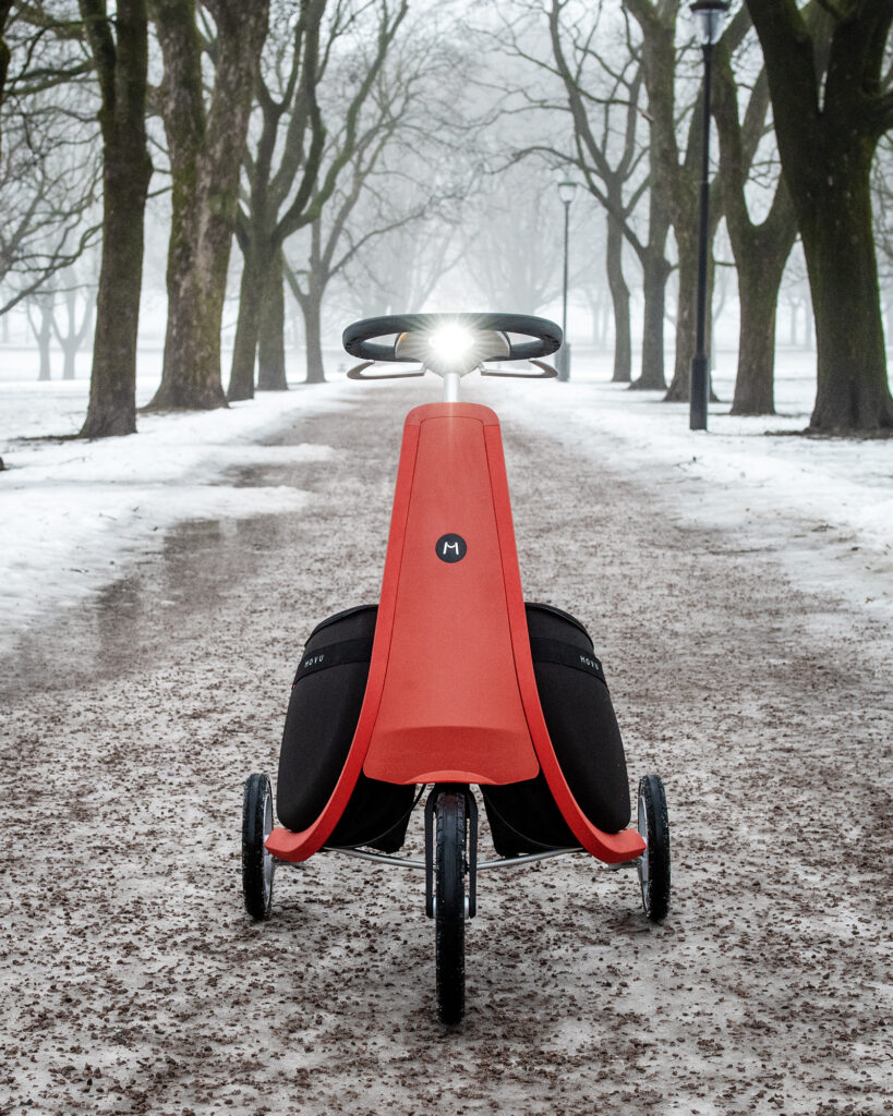 Movu trehjulsrollator röd med ljus